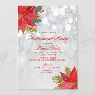 Holiday Retirement Party Poinsettia Invitation