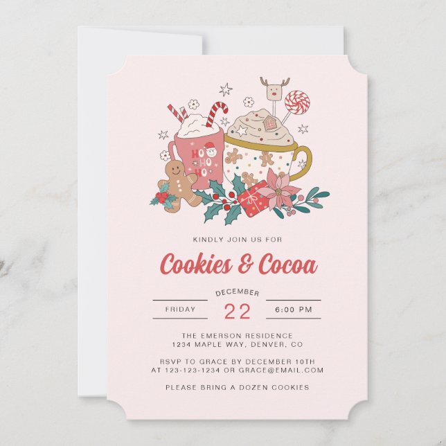 Holiday Retro Christmas Invitation (Front)