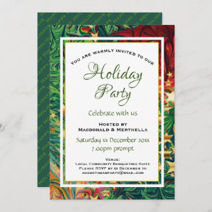 HOLIDAY Retro Red Green Celebration Party Invitation