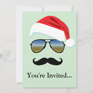 Holiday Retro Sunglasses w/ Moustache Invitation