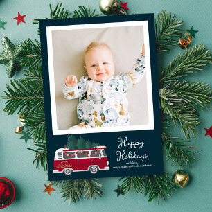 Holiday Retro Van Photo Holiday Card