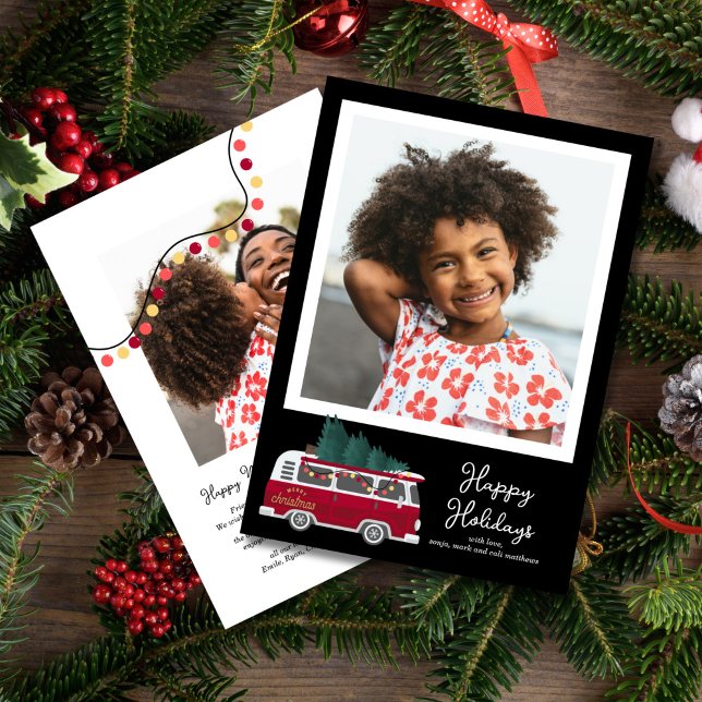 Holiday Retro Van Photo Holiday Card (Creator Uploaded)