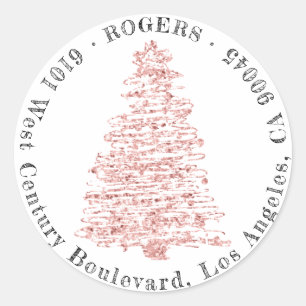 Holiday Return Address Classic RSVP Christmas Tree Round Sticker