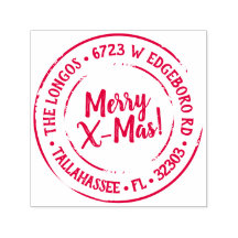 Holiday Return Address Label Stamp - Red