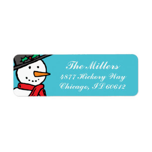 Holiday Return Address Labels: Snowman Turquoise