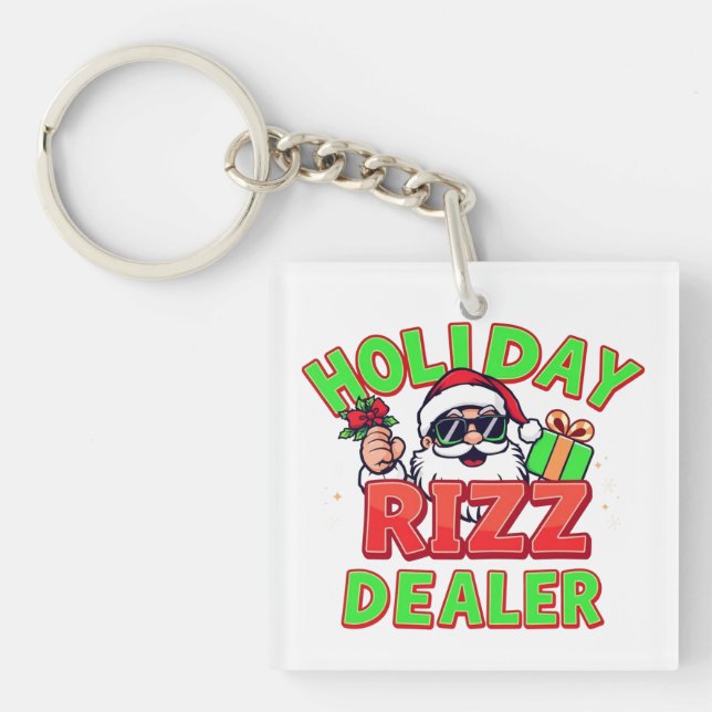 Holiday Rizz Dealer gen alpha meme Christmas Key Ring (Front)