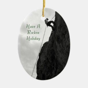 Holiday Rock Climbing Rockin Christmas Ornament