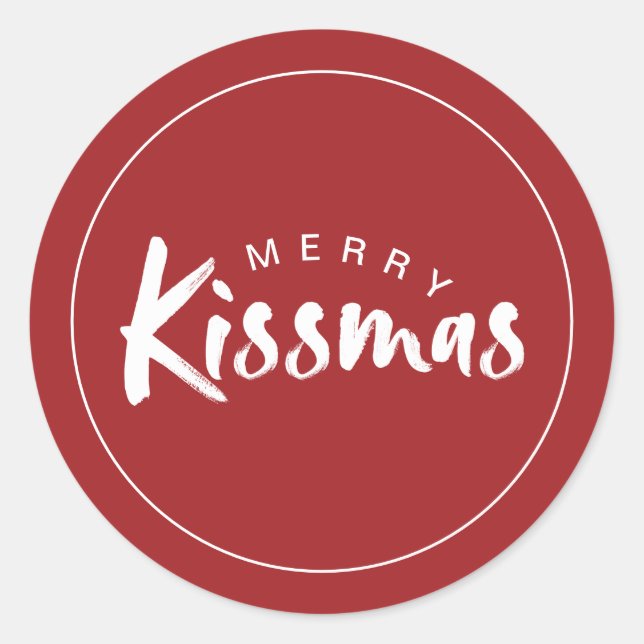 Holiday Round Sticker | Classic Red Christmas Kiss (Front)