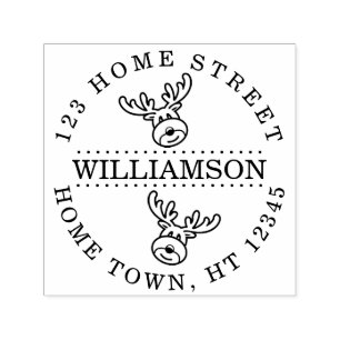 Holiday Rudolph Circular Return Address Self-inking Stamp