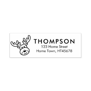 Holiday Rudolph Return Address Self-inking Stamp