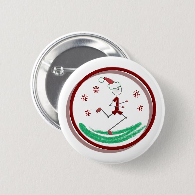 Holiday Runner Guy © 6 Cm Round Badge (Front & Back)
