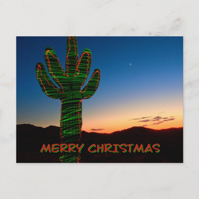 Holiday Saguaro Cactus Christmas Card (Front)