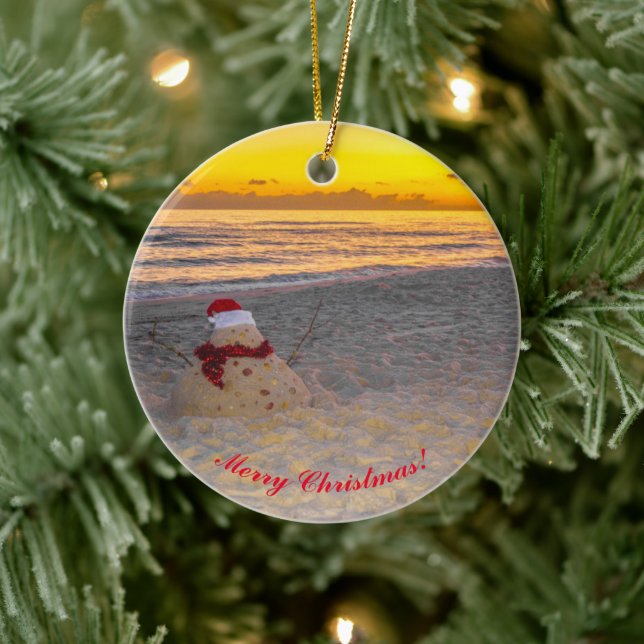 Holiday Sandman on the beach Ceramic Tree Decoration (Tree)