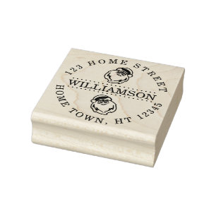 Holiday Santa Circular Return Address Rubber Stamp