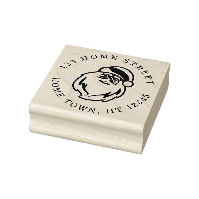 Holiday Santa Circular Return Address Rubber Stamp (Stamp)