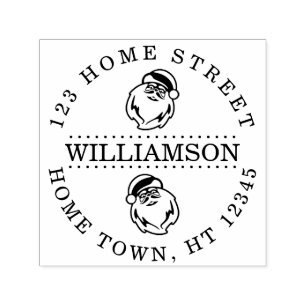 Holiday Santa Circular Return Address Self-inking Stamp