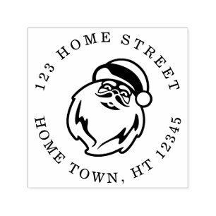 Holiday Santa Circular Return Address Self-inking Stamp