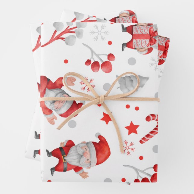 Holiday Santa Clause Red Christmas  Wrapping Paper Sheet (In situ)