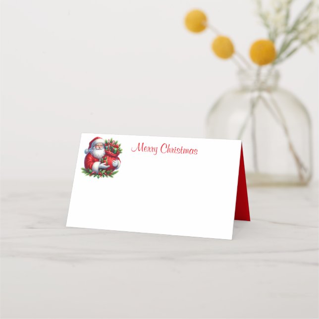Holiday Santa Name Place Card (Front)