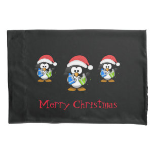 Holiday Santa Penguins Pillowcase