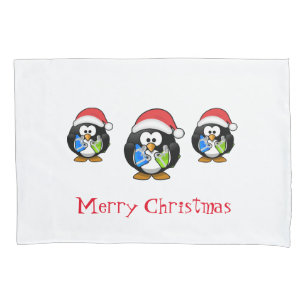 Holiday Santa Penguins Pillowcase