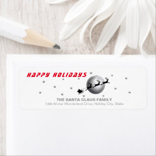Holiday Santa Reindeers White Return Address Label