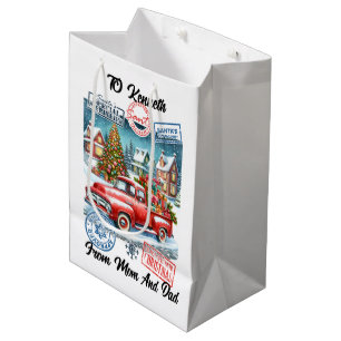Holiday Santa Sack With Winter Stickers Medium Gift Bag