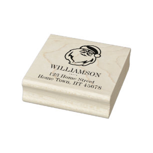 Holiday Santa Square Return Address Rubber Stamp