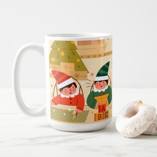 Holiday Santa Workshop  Coffee Mug (With Donut)