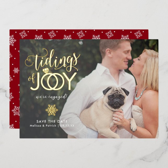 Holiday Save the Date Engagement Christmas Card (Front/Back)