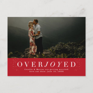 Holiday save the date red photo postcard