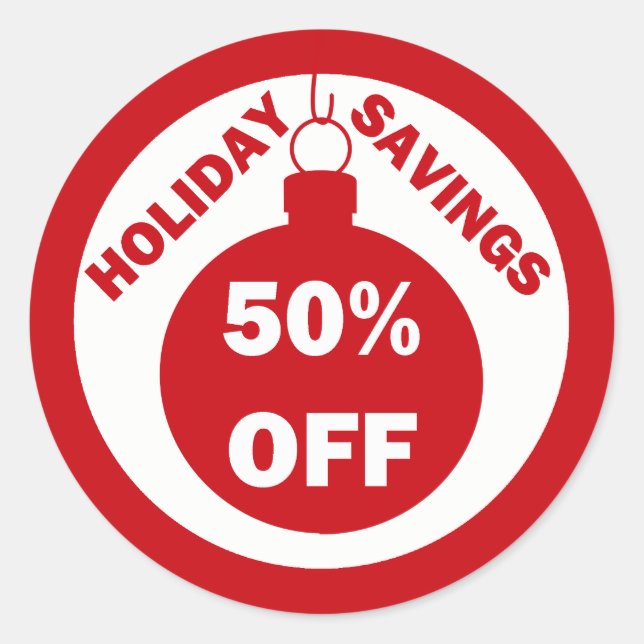 Holiday Savings 50% OFF Classic Round Sticker (Front)