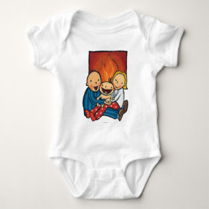 Holiday Scene: Family in Front of the Fireplace Baby Bodysuit
