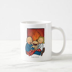 Holiday Scene: Family in Front of the Fireplace Coffee Mug