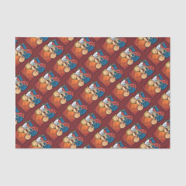 Holiday Scene: Family in Front of the Fireplace Tissue Paper (Front)