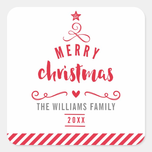 HOLIDAY SEAL merry christmas tree festive red (Front)