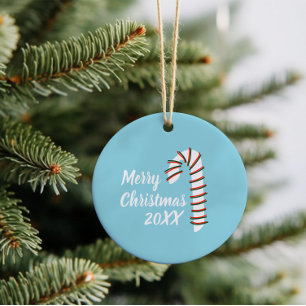Holiday Season Artistic Candy Cane Ceramic Tree Decoration