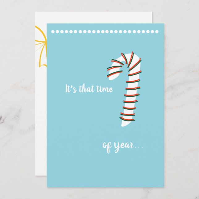 Holiday Season Artistic Candy Cane Invitation (Front/Back)