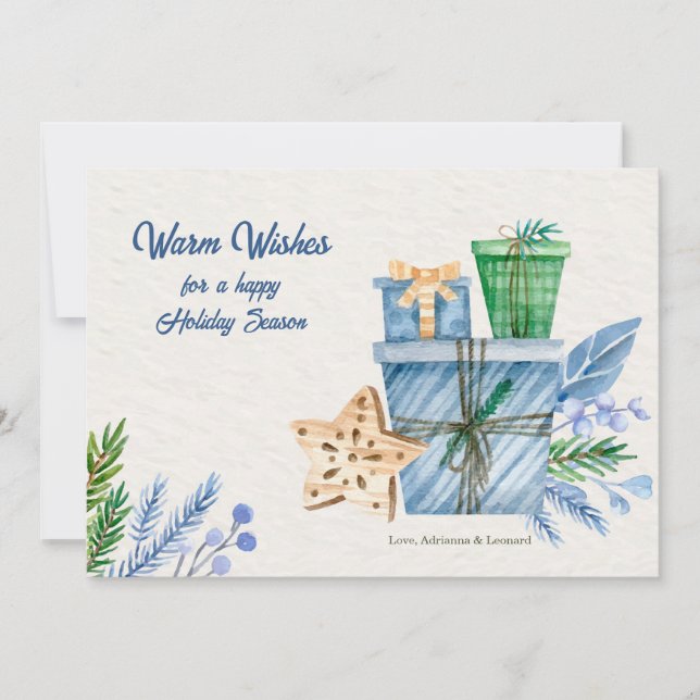 Holiday Season Blue Greeting Card (Front)