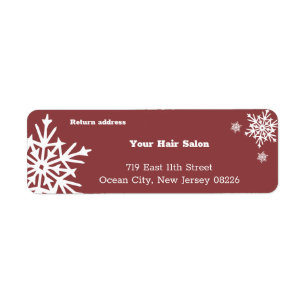 Holiday Season Burgundy White Snowflakes Address