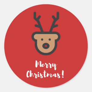 Holiday Season, Christmas, Cute Reindeer Classic Round Sticker