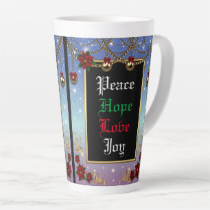 Holiday Season Decorations Blue Frame Latte Mug