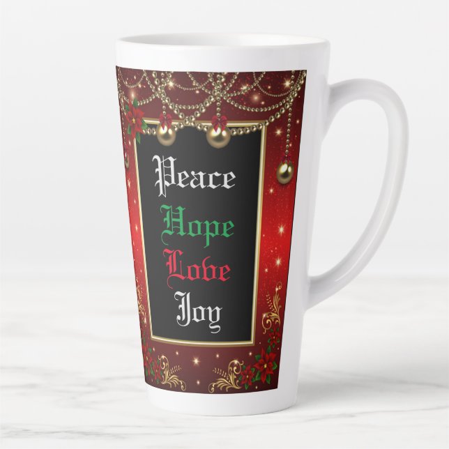 Holiday Season Decorations Red Frame Latte Mug (Right)