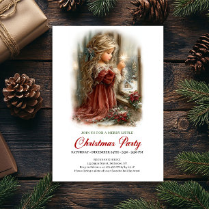 Holiday Season Invitation Cute Girl Winter Scene