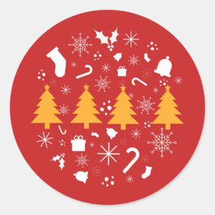 Holiday Season, Merry Christmas Classic Round Sticker
