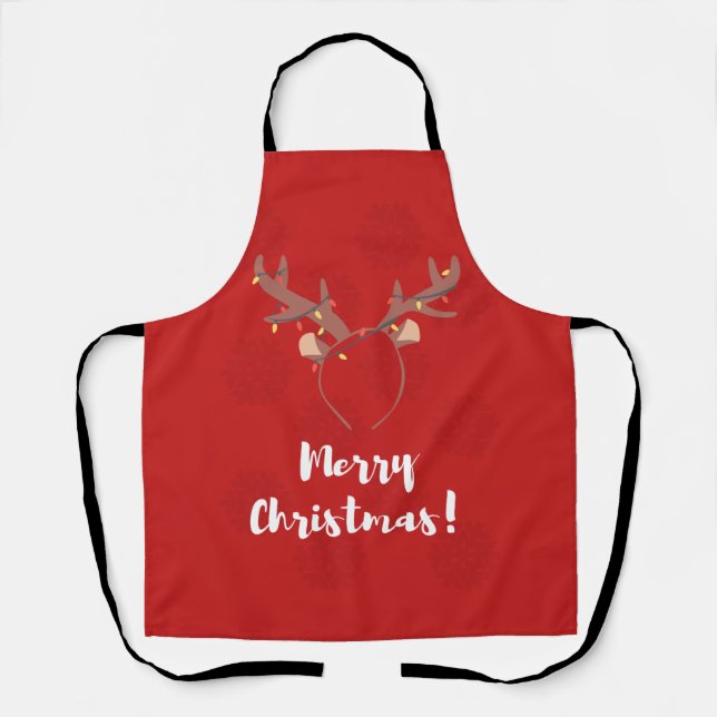 Holiday Season, Merry Christmas, Cute Reindeer Apron (Front)