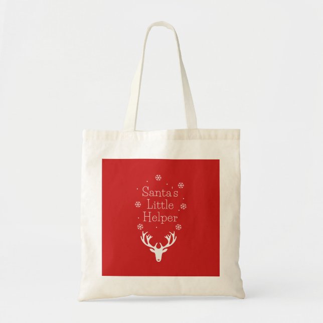 Holiday Season, Merry Christmas, Santa Helper Tote Bag (Front)