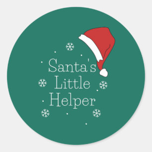 Holiday Season, Merry Christmas, Santa Little Help Classic Round Sticker
