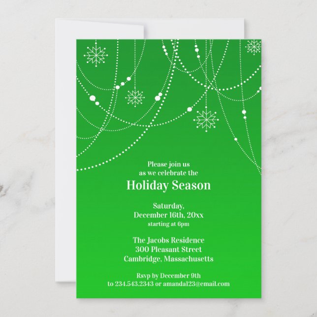 Holiday Season Party Green Invitation (Front)