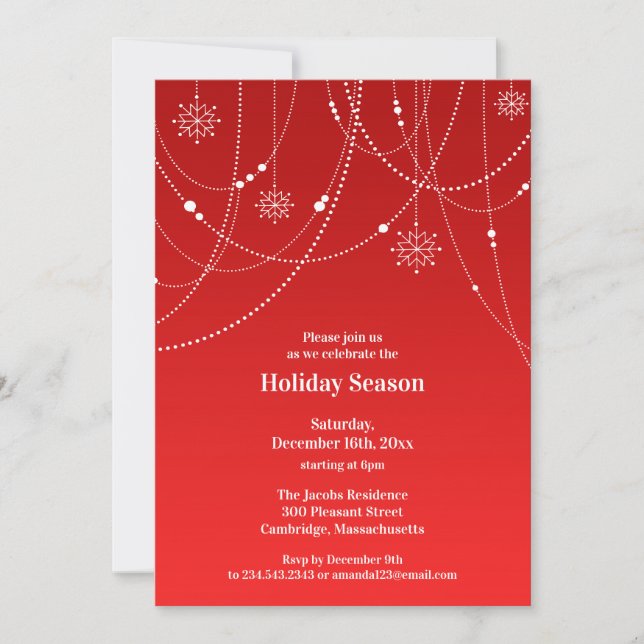 Holiday Season Party Red Invitation (Front)